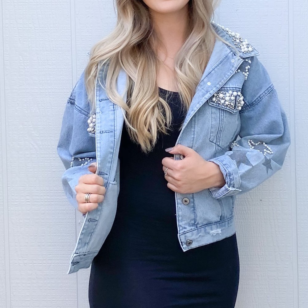 The Stevie Pearl Studded Star Jacket (Denim)